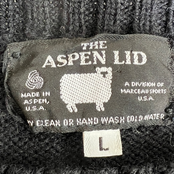 VTG 80’s The Aspen Lid Marceau Sports Wool Angora USA Ionic Columns Sweater - L - Picture 3 of 13